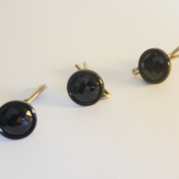 Vintage Black Glass Tuxedo Studs Set of 3 - Picture 2 of 2
